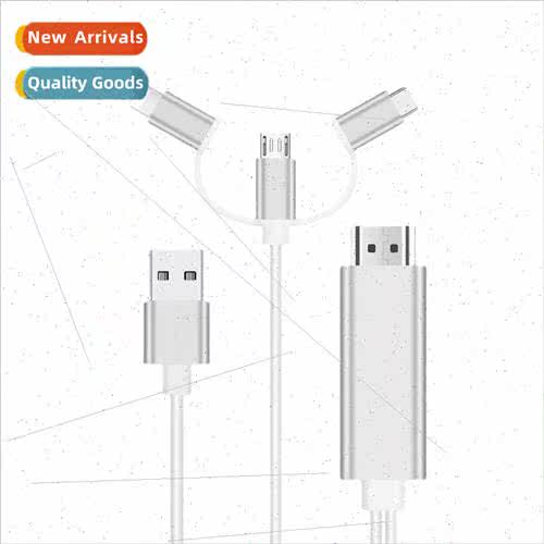 适用android cell phone typec adapter cable 3 in 1 screen thr