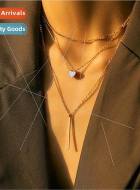 Fashion Niche Love Heart Zirconia Multi-Layered Stacking Col