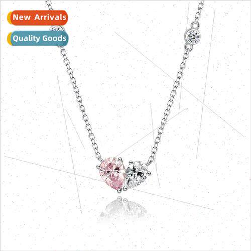 White diamond pink diamonds together necklace female fashion