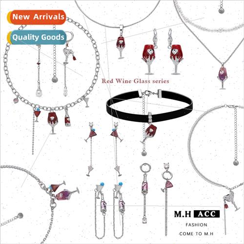 New pleated wine glass ear buckle female asymmetric 925 silv