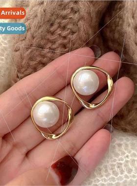 mple geometric pearl earrings female premium niche earrings