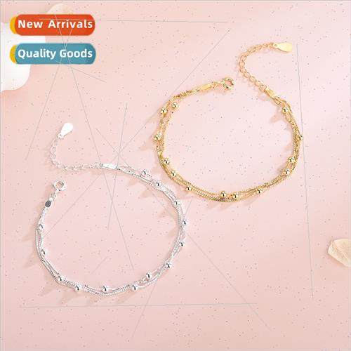 s925 silver Korearound beads multi-layer bracelet simple ler