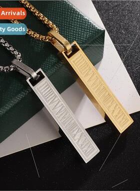 Men Roman Numeral Pendant Necklace