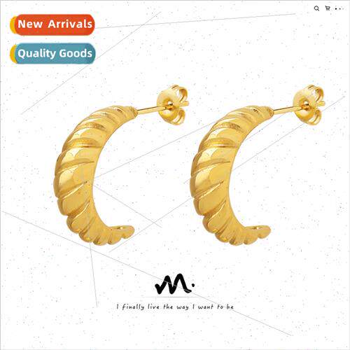 Minimalist threaded handmade cast earrings适用women niche ea