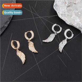 New feather wings three-dimensional earrings ins symmetrical