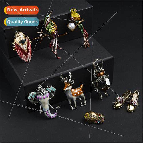 Animal Painting Oil Brooch Creative Christmas Fawn Plum Deer