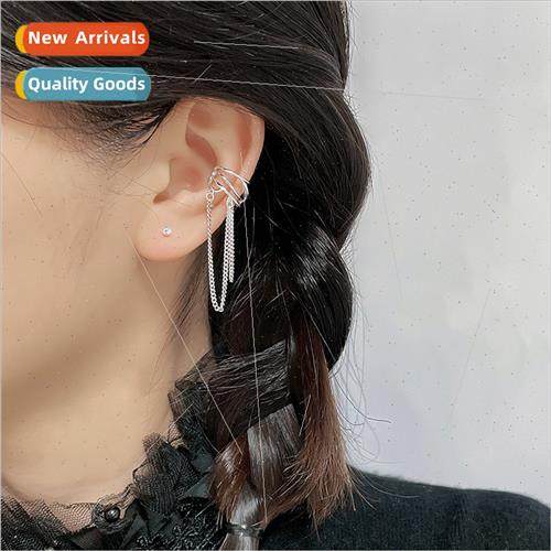 Geometric chain lines irregular multi-layer ear clips whout