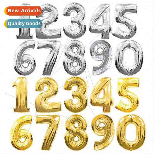 32 inch number gold silver balloon Holiday number decoration