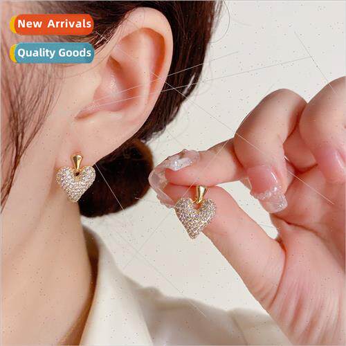 zirconia peach heart earrings delicate sweet earrings silver