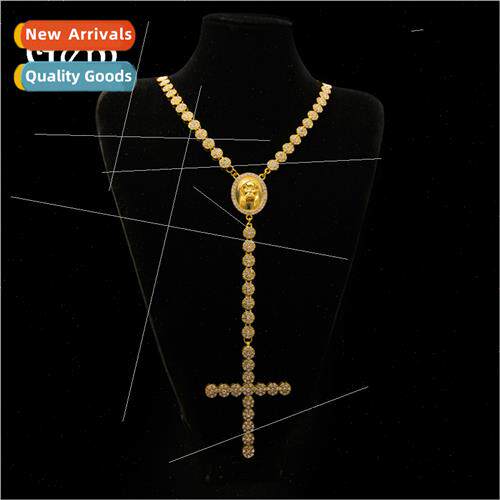 Classic Hip Hop Jewelry Round Row Cross Alloy Necklace che M