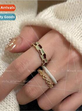 Tessellated Chain Open Ring Women  Fashion Sense Ring che In