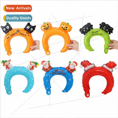 Santa Claus Snowman Deer Hair Bands Balloon Christmas Kids H