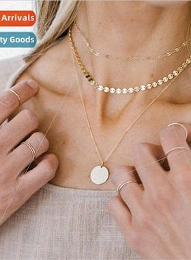 Europe Necklace Stacking Fashion Round Pendant Women Tanium