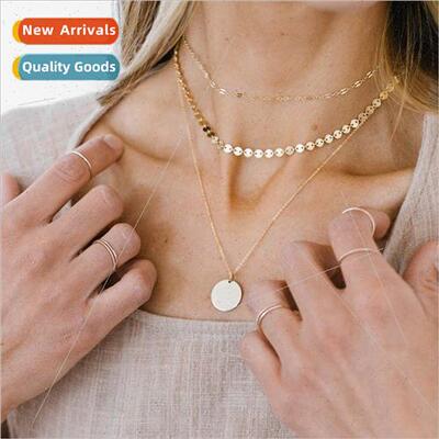 Europe Necklace Stacking Fashion Round Pendant Women Tanium