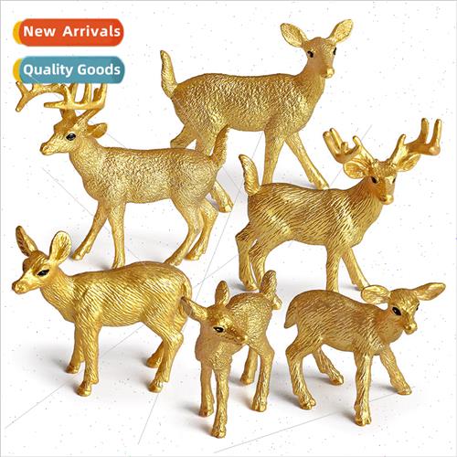 Christmas reindeer elk gold deer model ornament set solid st