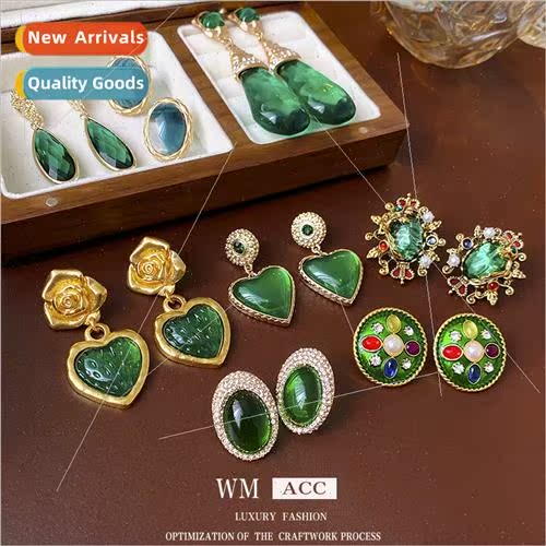 Medieval Earrings Green Fashion Love Earrings French Vintage
