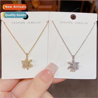 Super Shiny Delicate Spinning Snowflake Necklace Fashion Col