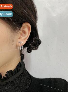 Horizontal bar a word back hanging earrings female Korea sho