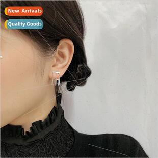 Horizontal bar a word back hanging earrings female Korea sho