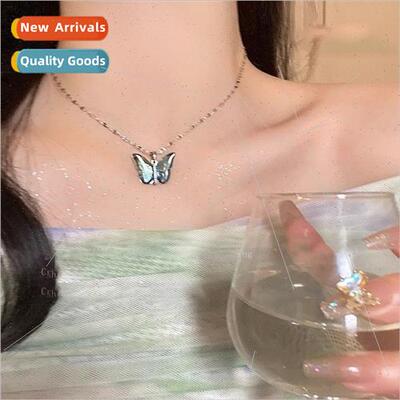 Gradient illusion color-changing butterfly necklace female s