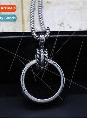 mple new alloy double ring clasp pendant small arc runic cha