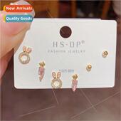 2023 hundre rabb compact tide new three set radish pink Cute