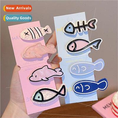 Cute cartoon small fish dry fish bone hair clips side bangs
