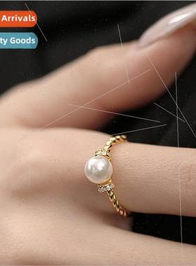 Diamonds Whe Pearl Twist Ring Opening Adjustable Schiffer Vi