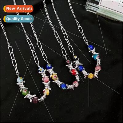 New thorns glazed color tanium steel necklace women casual v