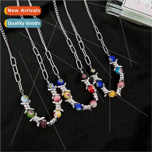 New thorns glazed color tanium steel necklace women casual v