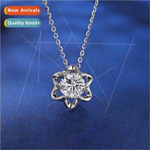 1.5 Carat Moissane Flower Necklace Women Hundred che silver
