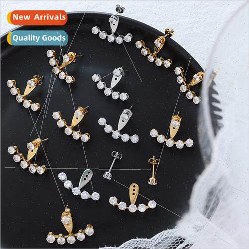 Korea ins three holes free adjustable zirconia set earrings