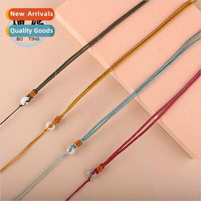 Jade Circle Peace Buckle Necklace Rope DIY Pendant Lanyard N