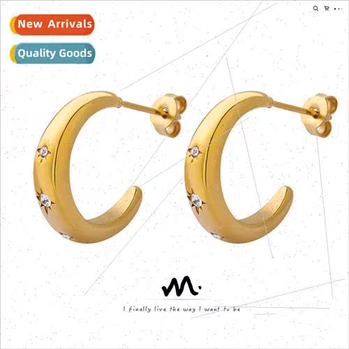 Korea celebries hundred sense inlaid zirconia earrings C-sha