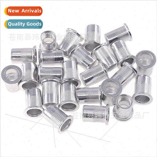 M8 100pcs Flat Head Aluminum Rivet Stripe Nut Cap Knurled Pu