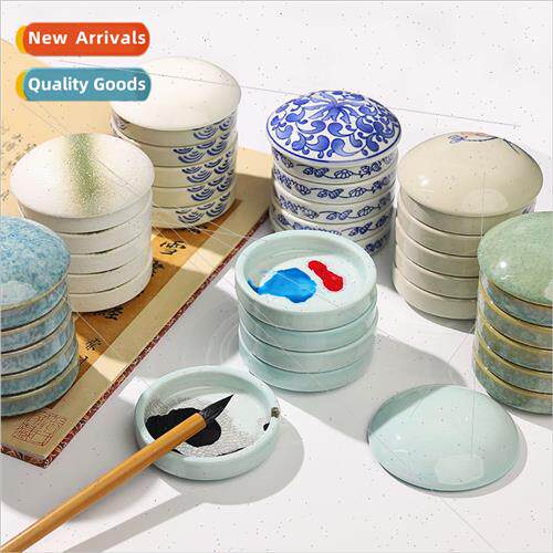 five ceramic palette wh lid watercolor gouache large pigment