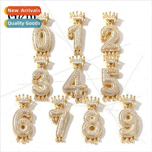 Europe Diamonds Crown Numbers Water Drop Zirconia Pendant En