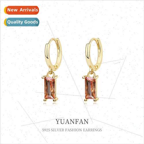 925 silver Vintage Colorful Zirconia Earrings适用Women Europ