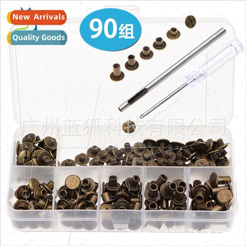 90 sets boxed bronze color book post leather sub mother rive