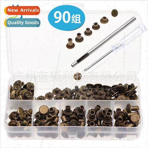 90 sets boxed bronze color book post leather sub mother rive