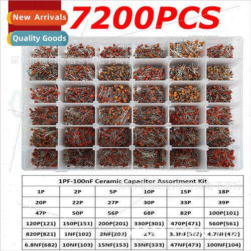 7200PCS 36 Kinds Ceramic Chip Capacor Assortment 1PF-100nF 5