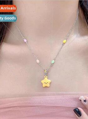 Yellow cute cartoon star pendant dopamine necklace female ca