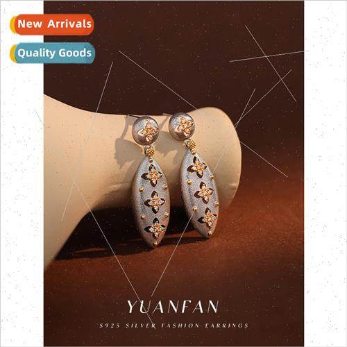 925 silver Vintage Clover Earrings Female che Italian Brushe