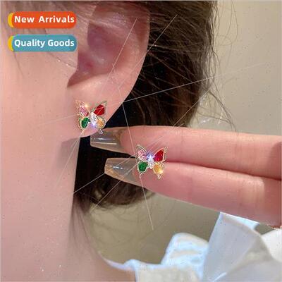 Color zirconium butterfly earrings 2023 new earrings earring