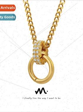 Fashion nd inlaid zirconia brass material ring buckle pendan