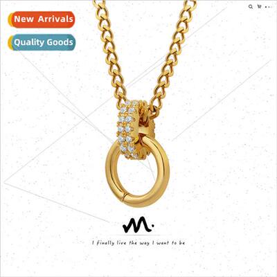 Fashion nd inlaid zirconia brass material ring buckle pendan