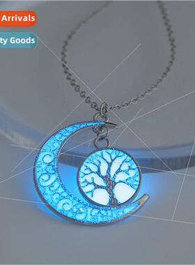 Europe hollow e life moon glow-in-the-dark necklace Hallowee