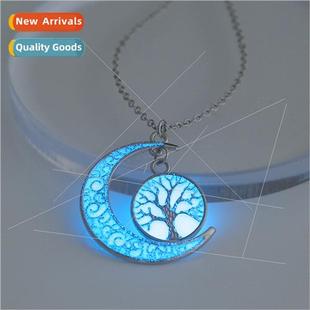 Europe hollow e life moon glow-in-the-dark necklace Hallowee