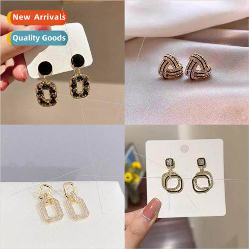 s925 silver pin retro HK earrings 2023 new sense Korea geome