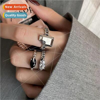 Super cool dark ring women baroque zirconia chain vintage ol